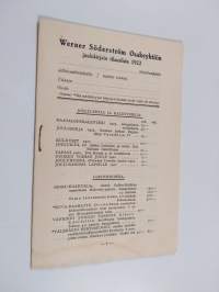 Werner Söderström osakeyhtiön joulukirjain tilauslista 1922 ; Werner Söderström osakeyhtiön nuorisokirjain tilauslista 1922
