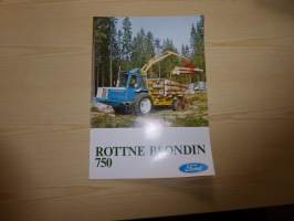 Rottne Blondin 750 Ford 5000 metsätraktori esite, alkuperäinen ja suomenkielinen.