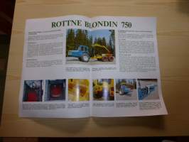 Rottne Blondin 750 Ford 5000 metsätraktori esite, alkuperäinen ja suomenkielinen.