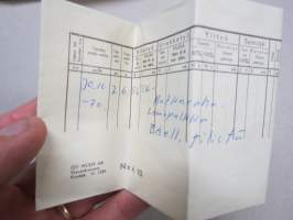Palkkapussi / palkkalaskelma 30.10.1970 -perinteinen palkkapussi, jossa laskelma kannessa ja rahat olivat mukana (malli Wullf nr A 10)
