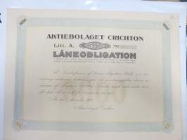 Aktiebolaget Crichton låneobligation 1916, 5 000 mk 5,5%  -obligaatiolaina, makuleras leimattu