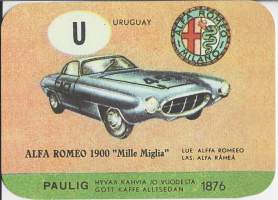 Alfa Romeo 1900 Mille Miglia  - postikortti autopostikortti mainospostikortti kulkematon