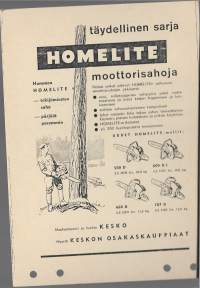 Homelite - moottorisaha mainos pahvia koko A5 jälkipainost