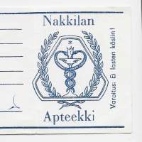 Nakkilan Apteekki  , resepti  signatuuri  1972