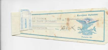 Eurajoen  Apteekki  , resepti  signatuuri  1955