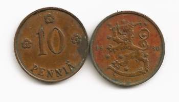 10  penniä  1930