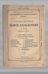 Vuosiluettelo Suomen kirjakauppaan v. 1896 ilmestyneistä teoksista = Årskatalog för Finska bokhandeln 1896