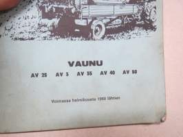 JF levitysvaunu AV 3 - AV 25 - AV 35 - AV 40 - AV 50 -käyttöohjekirja ja varaosaluettelo