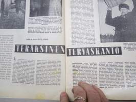 Apu 1955 nr 16, 16.4.1955, kansik. Audrey Hepburn, Teräksinen tervaskanto Juho Keinänen 97 vuotta Kuopio, Tähtisilmä-elokuvaa kuvaamassa, Sepänsälli Matti Haapala
