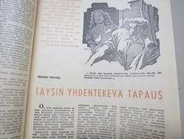 Apu 1955 nr 16, 16.4.1955, kansik. Audrey Hepburn, Teräksinen tervaskanto Juho Keinänen 97 vuotta Kuopio, Tähtisilmä-elokuvaa kuvaamassa, Sepänsälli Matti Haapala