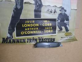 Mies Lännestä - Mannen från Västern (Man of the West)  -elokuvajuliste, pääos. Gary Cooper, Julie London, Lee J. Cobb, Arthur O´Connell, Jack Lord, ohj. Anthony Mann