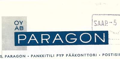 Paragon  Oy Helsinki 1958   - firmalomake