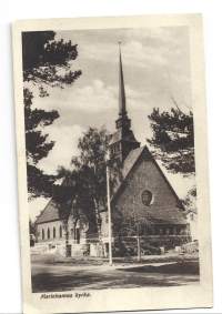 Mariehamns kyrka  kirkko   - paikkakuntakortti, kirkkopostikortti  kirkkokortti  kulkematon