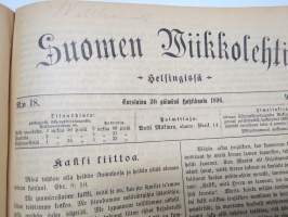 Suomen Wiikkolehti 1896 &amp; 1897, sidottu vuosikerta, uskonnollinen, erityisesti lähetystyö Kiina &amp; Intia, 3 kpl liitekarttoja sekä Frans Hannula hautapatsaskuva