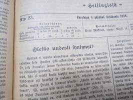 Suomen Wiikkolehti 1896 &amp; 1897, sidottu vuosikerta, uskonnollinen, erityisesti lähetystyö Kiina &amp; Intia, 3 kpl liitekarttoja sekä Frans Hannula hautapatsaskuva