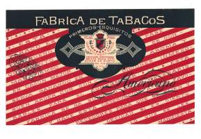 Fabrica de Tabacos Americano Primeros   - sikarietiketti 16x26 cm  - tupakkaetiketti