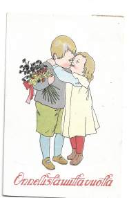 Onnellisya Uutta Vuotta  - uudenvuodenkortti kulkenut  1923