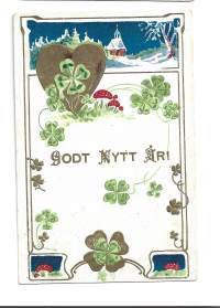 Godt Nytt År   - uudenvuodenkortti  kohopaino kulkenut 190?