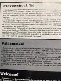 Provinssirock 7.&amp;8.6.1986 ohjelmalehti.