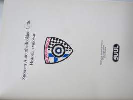Suomen autourheilijat, runsaskuvituksinen historiikki (kirjoittanut Jukka Marttila) sekä matrikkeli autourheilijoista