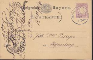 Königreich Bayern -ehiöpostikortti, 1881. 5Pf.