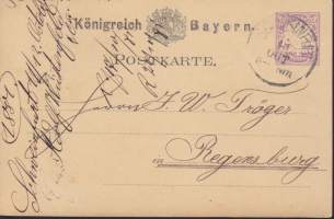 Königreich Bayern -ehiöpostikortti, 1881. 5Pf.