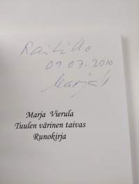 Tuulen värinen taivas : runokirja (signeerattu, tekijän omiste)