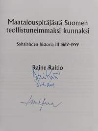 Maatalouspitäjästä Suomen teollistuneimmaksi kunnaksi : Sahalahden historia 3, 1869-1999 (signeerattu)