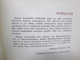 Matkailukirjan tiekartta Suomi / Finland - Vägkarta till resehandboken, Suomen Kumitehdas Oy julkaisu, Henrik Tikkanen kaupunkikuvituksia karttalehdillä