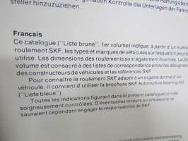 SKF Bearings for motor vehicles 1976 part 1 designations, dimensions, illustrations -laakerien luettelo