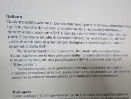 SKF Bearings for motor vehicles 1976 part 1 designations, dimensions, illustrations -laakerien luettelo