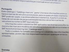 SKF Bearings for motor vehicles 1976 part 1 designations, dimensions, illustrations -laakerien luettelo