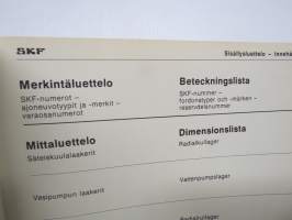 SKF Bearings for motor vehicles 1976 part 1 designations, dimensions, illustrations -laakerien luettelo