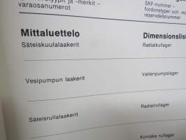 SKF Bearings for motor vehicles 1976 part 1 designations, dimensions, illustrations -laakerien luettelo