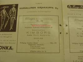 Allegro konserttitoimisto Kim Borg 10.2.1956 -konserttiohjelma