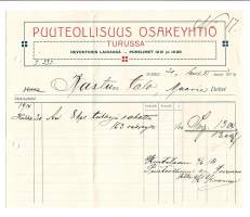 Puuteollisuus Oy Turku 1914   firmalomake