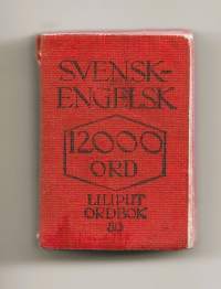 Minikokoinen kirja 5x3x1 cm Svensk-engelsk 12000 ord Liliput ordbok /Th Celander och B Palm Leipzig