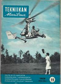 Tekniikan Maailma 1959 nr 11 / Kattoteline  kiskosta, Sarjasalama, Hi-Fi laiteet 15 000 markalla, Piper Suomeen, Radio Amatööriksi, Urheiluhenkilöauto,