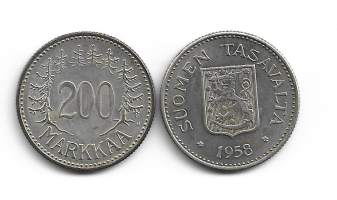 200  markkaa  1957 hopeaa