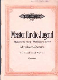Sello-/pianonuotit - Meister für die Jugend - Mendelssohn/Vivaldi Sellolle ja pianolle.  Erilliset sellonuotit mukana. Katso sisältö kuvista.