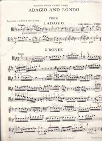 Sello-/pianonuotit - Adagio and Rondo for cello and piano.. Erilliset sellonuotit mukana. Katso sisältö kuvista.