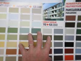 Tikkurila ulkomaalivärikartta Kivitex, Juha, KA-kivipinnoite, Yki, Panssarimaali 1976 -värikartta