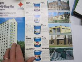 Tikkurila ulkomaalivärikartta Kivitex, Juha, KA-kivipinnoite, Yki, Panssarimaali 1976 -värikartta