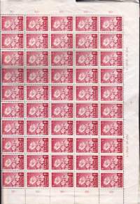 Suomi-filatelia 5 - Tuberkuloosi 100 kpl:een arkki 1949 (LAPE 366) ** postituore