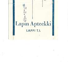 Lapin Apteekki Lappi tl  resepti  signatuuri  1963