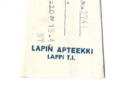 Lapin Apteekki Lappi tl  resepti  signatuuri  1957