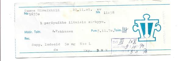 Laitilan   IApteekki  resepti  signatuuri 1970