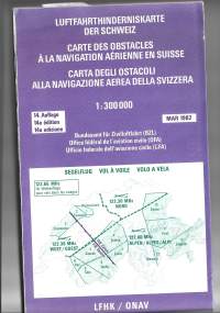 Luftfarthinderniskarte der Schweiz lentokartta  1982  - lentokartta kartta  taitettu kirjekokoon