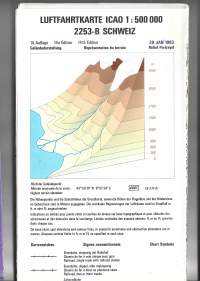 Luftfarthinderniskarte RCAO Schweiz lentokartta  Gelädedarstellung 1983   - lentokartta kartta  taitettu kirjekokoon