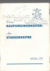 Turun Kaupunginorkesteri  - 1956-1957  käsiohjelma